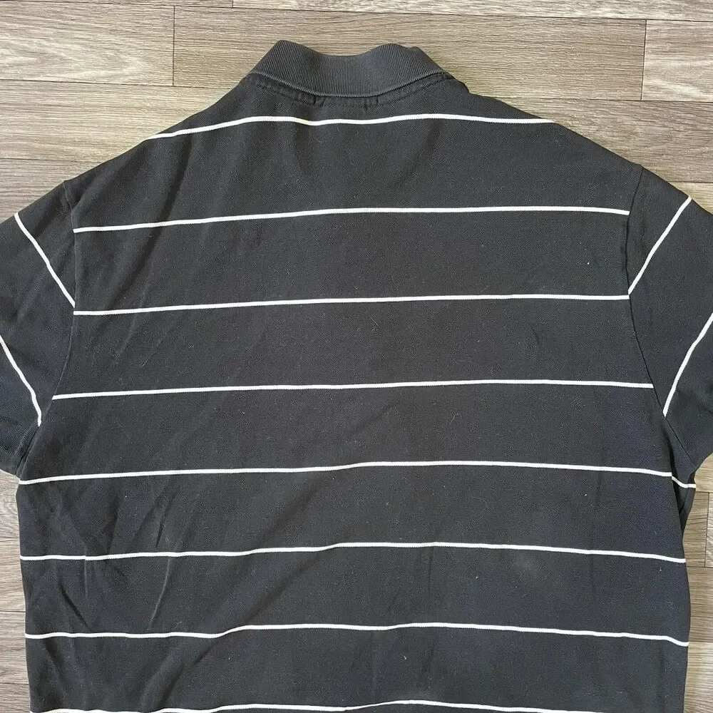 Polo Ralph Lauren Short Sleeve Polo Shirt Men’s XL Black White Striped Pony Logo